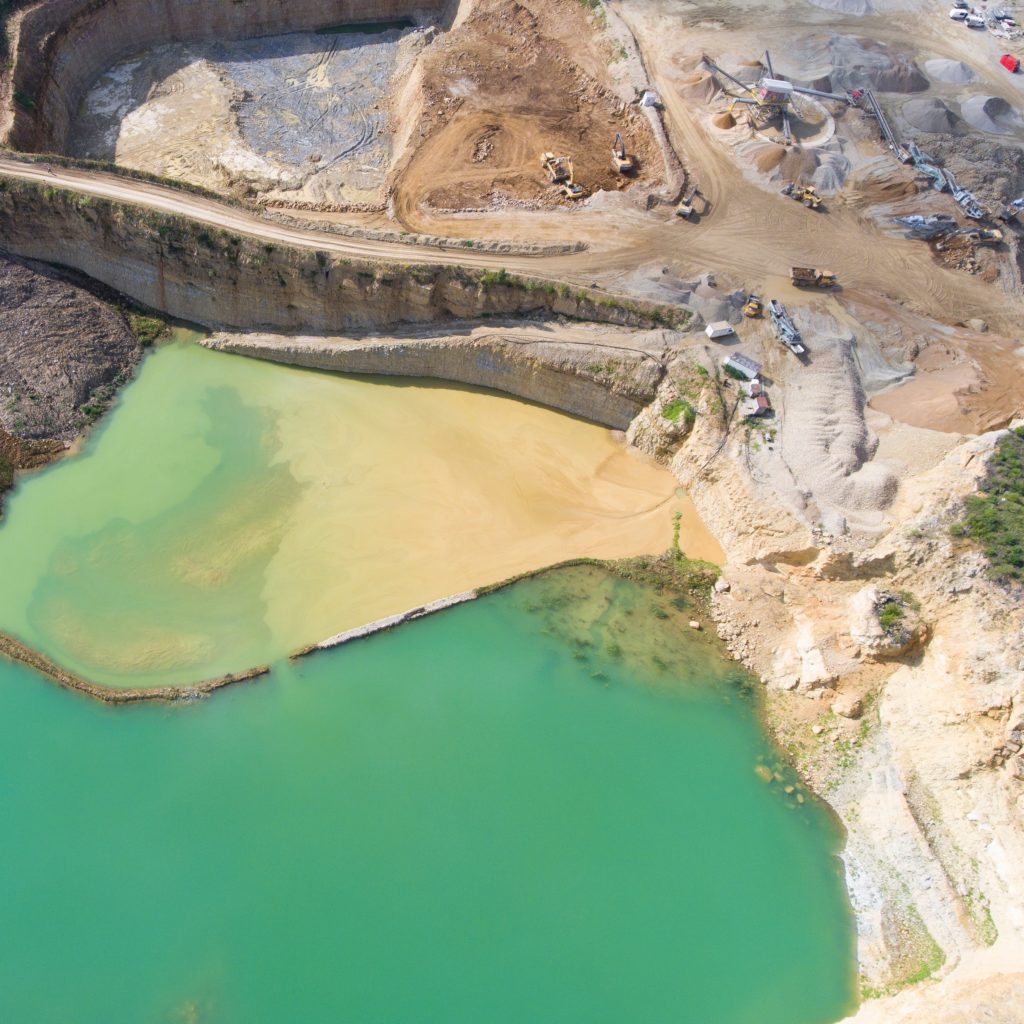 Aerial image of a mining site